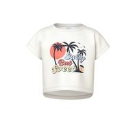 Kurzarmshirt NAME IT "NKFVILMA CAPSL CROP TOP F1 NOOS", Jungen, Gr. 134/140, cloud dancer print:salty but sweet, Jersey, Obermaterial: 100% Baumwolle, bedruckt, normal normal, Rundhals, Shirts, Baumwo
