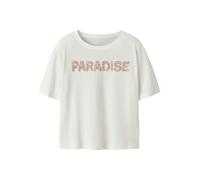 Kurzarmshirt NAME IT "NKFVONAYA SS RLX TOP NOOS", Jungen, Gr. 134/140, cloud dancer print:paradise, Jersey, Obermaterial: 100% Baumwolle, bedruckt, normal, Rundhals, Shirts, Baumwolle, Druck (52225242