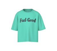 Kurzarmshirt NAME IT "NKFVONAYA SS RLX TOP NOOS", Jungen, Gr. 146/152, bermuda print:feel good, Jersey, Obermaterial: 100% Baumwolle, bedruckt, normal, Rundhals, Shirts, Baumwolle, Druck (34973358-146