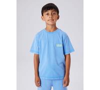 Kurzarmshirt NAME IT "NKMFANDEL SS NREG TOP NOOS", Jungen, Gr. 134/140, palace blau, Jersey, Obermaterial: 100% Baumwolle, unifarben, normal, Rundhals, Shirts, Baumwolle, mit Druck (66459723-134) pala