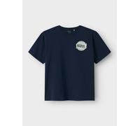 Kurzarmshirt NAME IT "NKMMAJOR MARVEL NREG SS TOP MAR", Jungen, Gr. 122 (128), blau (navy blazer), Jersey, Obermaterial: 93% Baumwolle, 5% Elasthan, 2% Viskose, bedruckt, Rundhals, Shirts (57074323-12