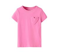 Kurzarmshirt NAME IT "NMFDEAS SS TOP", Mädchen, Gr. 92, strawberry moon, Jersey, Obermaterial: 95% Baumwolle, 5% Elasthan, unifarben, Basic, regular fit normal, Rundhals, Shirts (49668010-92) strawber