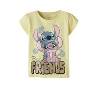 Kurzarmshirt NAME IT "NMFFUBA STITCH SS TOP BOX NOOS WDI", Mädchen, Gr. 122/128, lemonade, Jersey, Obermaterial: 95% Baumwolle, 5% Elasthan, bedruckt, normal, Rundhals, Shirts, Baumwollmischung, mit S