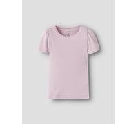 Kurzarmshirt NAME IT "NMFKAB TOP NOOS", Mädchen, Gr. 116, fragrant lila, Jersey, Obermaterial: 57% Baumwolle, 38% Modal, 5% Elasthan, unifarben, regular fit normal, Rundhals, Puffärmel abgesteppte Kan