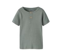 Kurzarmshirt NAME IT "NMMKAB TOP NOOS", Jungen, Gr. 110, shadow, Feinripp, Obermaterial: 57% Baumwolle, 38% Modal, 5% Elasthan, unifarben, regular fit normal, Rundhals, abgesteppte Kante, Shirts, Baum