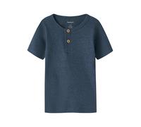 Kurzarmshirt NAME IT "NMMKAB TOP NOOS", Jungen, Gr. 122/128, vintage indigo detail:melange, Feinripp, Obermaterial: 57% Baumwolle, 38% Modal, 5% Elasthan, meliert, unifarben, regular fit normal, Rundh