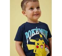 Kurzarmshirt NAME IT "NMMMAHE POKEMON NREG SS TOP BOX SKY", Jungen, Gr. 98, blau (navy blazer), Jersey, Obermaterial: 95% Baumwolle, 5% Elasthan, bedruckt, Rundhals, Shirts (52950764-98) navy blazer