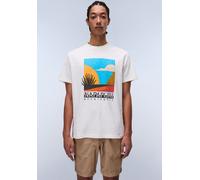 Kurzarmshirt NAPAPIJRI "S-ARBIA SS", Herren, Gr. L, weiß whisper, Web, Obermaterial: 100% Baumwolle, bedruckt, unifarben, regular fit normal, Rundhals, eingesetzt abgesteppte Kante, Shirts, Mit Rundha
