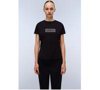 Kurzarmshirt NAPAPIJRI "S-BOX LOGO SS W 1 A69 LANGOUSTINO A69", Damen, Gr. L, schwarz, Single Jersey, Obermaterial: 100% Baumwolle, regular fit normal, Rundhals, eingesetzt abgesteppte Kante, Shirts, 