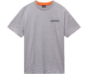 Kurzarmshirt NAPAPIJRI "S-SOVANA SS", Herren, Gr. L, grau (medium grau melange), Jersey, Obermaterial: 100% Baumwolle, unifarben, regular fit normal, Rundhals, eingesetzt abgesteppte Kante, Shirts, Mi