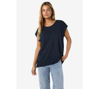Kurzarmshirt NOISY MAY "NMMATHILDE S/S LOOSE LONG TOP NOOS", Damen, Gr. L, navy blazer, Jersey, Obermaterial: 50% Baumwolle, 50% Polyester, unifarben, relaxed fit normal, Rundhals, Shirts Kurzarmshirt