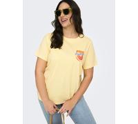 Kurzarmshirt ONLY CARMAKOMA "CARBOLETTE LIFE REG S/S TOP BOX JRS", Damen, Gr. M, sunlight print:pink, Jersey, Obermaterial: 100% Baumwolle, bedruckt, Rundhals, Shirts (58940727-M) sunlight print:pink