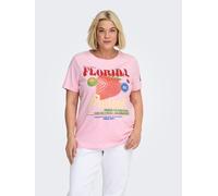Kurzarmshirt ONLY CARMAKOMA "CARBOLETTE LIFE REG S/S TOP BOX JRS", Damen, Gr. S, rosa (romance rose print:florida), Jersey, Obermaterial: 100% Baumwolle, bedruckt, Rundhals, Shirts (49743817-S) romanc