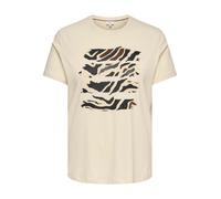 Kurzarmshirt ONLY CARMAKOMA "CARBOOSTERY LIFE SS REG TEE JRS BS", Damen, Gr. L, birch print:graphic animal, Jersey, Obermaterial: 100% Baumwolle, bedruckt, regular fit Po-bedeckend, Rundhals, Shirts (