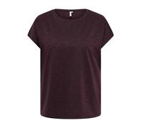 Kurzarmshirt ONLY CARMAKOMA "CARMOSTER GLITTER S/S TOP JRS NOOS", Damen, Gr. L, fudge detail:fudge glitter, Jersey, Obermaterial: 75% Viskose, 11% Polyester, 11% metallisierte Fasern, 3% Elasthan, Gli