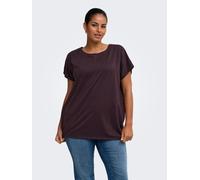 Kurzarmshirt ONLY CARMAKOMA "CARMOSTER GLITTER S/S TOP JRS NOOS", Damen, Gr. S, braun (fudge detail:fudge glitter), Jersey, Obermaterial: 75% Viskose, 11% Polyester, 11% metallisierte Fasern, 3% Elast