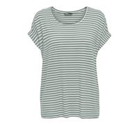 Kurzarmshirt ONLY CARMAKOMA "CARMOSTER STRIPE S/S O-NECK TOP JRS NOOS", Damen, Gr. M, jadeite stripes:cloud dancer, Jersey, Obermaterial: 75% Viskose, 20% Polyester, 5% Elasthan, gestreift, regular fi