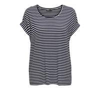 Kurzarmshirt ONLY CARMAKOMA "CARMOSTER STRIPE S/S O-NECK TOP JRS NOOS", Damen, Gr. M, night sky stripes:cloud dancer, Jersey, Obermaterial: 75% Viskose, 20% Polyester, 5% Elasthan, gestreift, regular