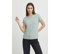 Kurzarmshirt ONLY CARMAKOMA "CARMOSTER STRIPE S/S O-NECK TOP JRS NOOS", Damen, Gr. S, jadeite stripes:cloud dancer, Jersey, Obermaterial: 75% Viskose, 20% Polyester, 5% Elasthan, gestreift, regular fi