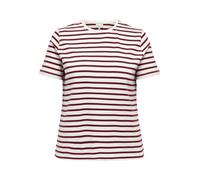 Kurzarmshirt ONLY CARMAKOMA "CARNEW SOPH SS Y/D STRIPE JEANS TEE JRS", Damen, Gr. M, rot (cloud dancer stripes:ruby wine), Jersey, Obermaterial: 100% Baumwolle, gestreift, Rundhals, Shirts (56841561-M