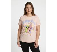 Kurzarmshirt ONLY CARMAKOMA "CARROLL LIFE SS O-NECK REG TEE LC JRS", Damen, Gr. M, rosa (sepia rose print:stars), Jersey, Obermaterial: 100% Baumwolle, bedruckt, regular fit normal, Rundhals, Shirts (
