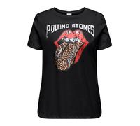 Kurzarmshirt ONLY CARMAKOMA "CARROLL LIFE SS O-NECK REG TEE LC JRS", Damen, Gr. S, schwarz print:leo rolling artwork, Jersey, Obermaterial: 100% Baumwolle, bedruckt, regular fit normal, Rundhals, Shir