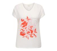 Kurzarmshirt ONLY CARMAKOMA "CARVIGGA S/S O-NECK MIX TEE JRS BS", Damen, Gr. S (42/44), rosa (cloud dancer print:rose), Jersey, Obermaterial: 96% Viskose, 4% Elasthan, bedruckt, V-Ausschnitt, Shirts (