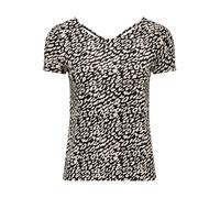 Kurzarmshirt ONLY "ONLBERA BACK LACE UP S/S TOP JRS NOOS", Damen, Gr. XS, schwarz aop:eggnog leo, Jersey, Obermaterial: 95% Viskose, 5% Elasthan, bedruckt, regular fit normal, Rundhals, Shirts (862941