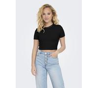 Kurzarmshirt ONLY "ONLBETTY S/S O-NECK SHORT TOP CC JRS", Damen, Gr. XS, schwarz, Jersey, Obermaterial: 95% Baumwolle, 5% Elasthan, unifarben, regular fit bauchfrei, Rundhals, Shirts, softe Jerseyqual