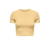 Kurzarmshirt ONLY "ONLBETTY S/S O-NECK SHORT TOP CC JRS", Damen, Gr. XS, sunlight, Jersey, Obermaterial: 95% Baumwolle, 5% Elasthan, unifarben, regular fit bauchfrei, Rundhals, Shirts, softe Jerseyqua