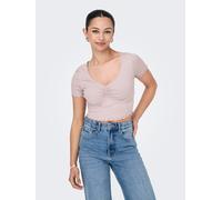 Kurzarmshirt ONLY "ONLBETTY S/S V-NECK TOP CC JRS", Damen, Gr. M (38), lila (violet ice), Jersey, Obermaterial: 95% Baumwolle, 5% Elasthan, unifarben, regular fit, V-Ausschnitt, Shirts (88785500-M) vi