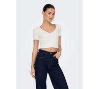 Kurzarmshirt ONLY "ONLBETTY S/S V-NECK TOP CC JRS", Damen, Gr. XL (42), weiß (cloud dancer), Jersey, Obermaterial: 95% Baumwolle, 5% Elasthan, unifarben, regular fit, V-Ausschnitt, Shirts (37472533-XL
