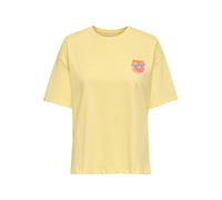 Kurzarmshirt ONLY "ONLBOLETTE LIFE S/S TOP BOX CC JRS", Damen, Gr. XS, sunlight print:pink, Jersey, Obermaterial: 100% Baumwolle, bedruckt, loose fit normal, Rundhals, Shirts, mit auffälligem Print (1