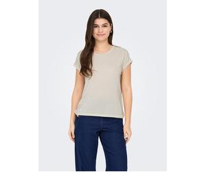 Kurzarmshirt ONLY "ONLCLAUDIA S/S GLITTER STRIPE TOP JRS", Damen, Gr. XS, gold (cloud dancer detail:gold lurex stripe), Jersey, Obermaterial: 81% Viskose, 11% Elasthan, 8% metallisierte Fasern, Glanzf