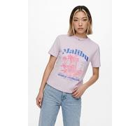 Kurzarmshirt ONLY "ONLDINA S/S CLUB TOP BOX JRS", Damen, Gr. L, pale lila print:malibu, Jersey, Obermaterial: 100% Baumwolle, bedruckt, regular fit normal, Rundhals, Shirts, Baumwolle, regular fit, Ru