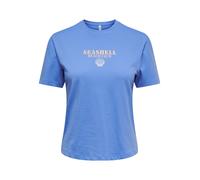 Kurzarmshirt ONLY "ONLDINA S/S CLUB TOP BOX JRS", Damen, Gr. XL, ultramarine print:seashell, Jersey, Obermaterial: 100% Baumwolle, bedruckt, regular fit normal, Rundhals, Shirts, Baumwolle, regular fi