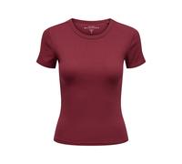 Kurzarmshirt ONLY "ONLEASY S/S O-NECK TOP BOX JRS", Damen, Gr. L, rot (cabernet), Jersey, Obermaterial: 95% Baumwolle, 5% Elasthan, unifarben, regular fit, Rundhals, Shirts Kurzarmshirt (53031542-L)