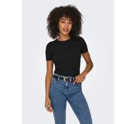 Kurzarmshirt ONLY "ONLEASY S/S O-NECK TOP BOX JRS", Damen, Gr. XL, schwarz, Jersey, Obermaterial: 95% Baumwolle, 5% Elasthan, unifarben, regular fit, Rundhals, Shirts Kurzarmshirt (22783958-XL)