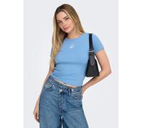 Kurzarmshirt ONLY "ONLELVA JUNE EMB S/S TEE JRS NOOS", Damen, Gr. S, allure detail:sea shell, Jersey, Obermaterial: 65% Polyester, 30% Viskose, 5% Elasthan, bestickt, unifarben, normal, Rundhals, Shir
