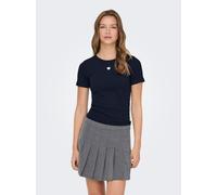 Kurzarmshirt ONLY "ONLELVA JUNE EMB S/S TEE JRS NOOS", Damen, Gr. S, night sky detail:cd heart, Jersey, Obermaterial: 65% Polyester, 30% Viskose, 5% Elasthan, bestickt, unifarben, normal, Rundhals, Sh