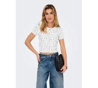 Kurzarmshirt ONLY "ONLFENJA LIFE SS AOP TOP JRS NOOS", Damen, Gr. S (36), blau (cloud dancer aop:blau flowers), Jersey, Obermaterial: 95% Baumwolle, 5% Elasthan, bedruckt, regular fit normal, Rundhals