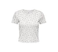 Kurzarmshirt ONLY "ONLFENJA LIFE SS AOP TOP JRS NOOS", Damen, Gr. S, cloud dancer aop:rose smoke flowers, Jersey, Obermaterial: 95% Baumwolle, 5% Elasthan, bedruckt, regular fit normal, Rundhals, Shir