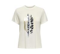 Kurzarmshirt ONLY "ONLFREE LIFE MODAL S/S ATELIER TOP JRS", Damen, Gr. S (36), cloud dancer print:temptation dreaming, Jersey, Obermaterial: 70% Modal, 30% Polyester, bedruckt, regular fit, Rundhals, 