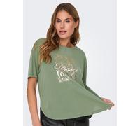 Kurzarmshirt ONLY "ONLFREE LIFE S/S BOTANICAL TOP BOX JRS", Damen, Gr. L (40), grün (hedge grün print:elegance), Jersey, Obermaterial: 70% Modal, 30% Polyester, bedruckt, Rundhals, Shirts (71236821-L)