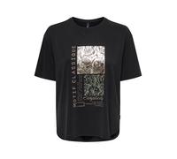 Kurzarmshirt ONLY "ONLFREE LIFE S/S BOTANICAL TOP BOX JRS", Damen, Gr. S (36), schwarz (schwarz print:motif), Jersey, Obermaterial: 70% Modal, 30% Polyester, bedruckt, Rundhals, Shirts (84320960-S) sc