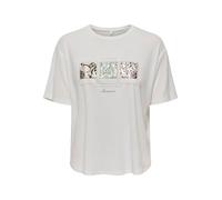 Kurzarmshirt ONLY "ONLFREE LIFE S/S BOTANICAL TOP BOX JRS", Damen, Gr. XS (34), weiß (cloud dancer print:art nouveau), Jersey, Obermaterial: 70% Modal, 30% Polyester, bedruckt, Rundhals, Shirts (34053
