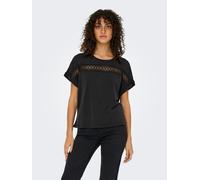 Kurzarmshirt ONLY "ONLFREE LIFE S/S LACE PANEL TOP JRS", Damen, Gr. L, schwarz, Jersey, Obermaterial: 70% Modal, 30% Polyester, unifarben, Rundhals, Shirts Kurzarmshirt, Topseller (73624826-L)