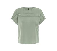 Kurzarmshirt ONLY "ONLFREE LIFE S/S LACE PANEL TOP JRS", Damen, Gr. S, desert sage, Jersey, Obermaterial: 70% Modal, 30% Polyester, unifarben, Rundhals, Shirts (69755926-S) desert sage