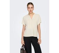 Kurzarmshirt ONLY "ONLFREE LIFE S/S SPLIT TOP JRS", Damen, Gr. M, pumice stone, Jersey, Obermaterial: 70% Modal, 30% Polyester, unifarben, regular fit normal, V-Ausschnitt, Shirts, Materialmix, regula