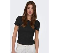 Kurzarmshirt ONLY "ONLILSE S/S TOP STRUCTURE JRS NOOS", Damen, Gr. S, schwarz, Jersey, Obermaterial: 100% Polyester, unifarben, regular fit normal, U-Boot-Ausschnitt, Shirts, Kunstfaser, regular fit (